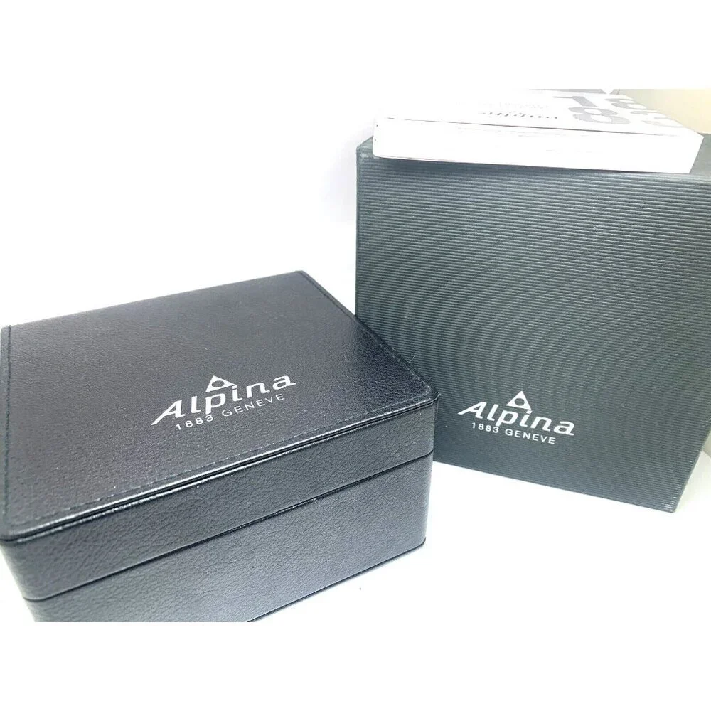 Alpina Watch Box Presentation Black Cardboard Case Display Empty With Booklet